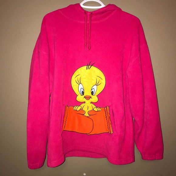 Sweaters | Vintage Tweety Bird Looney Tunes Fleece Hoodie | Poshmark